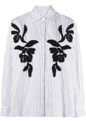 ERMANNO FIRENZE floral-embroidered striped shirt - White