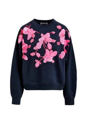 Essentiel Antwerp flower-pattern sequin-embellishment sweatshirt - Blue