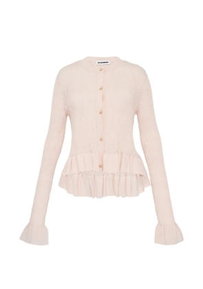 Jil Sander ruffled-hem cardigan - Pink