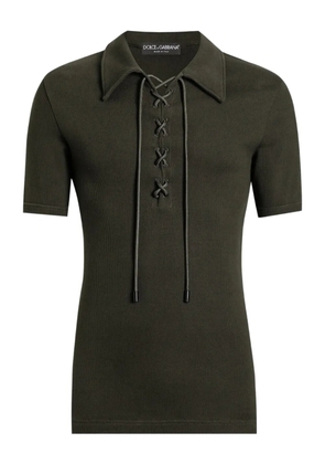 Dolce & Gabbana lace-up polo shirt - Green