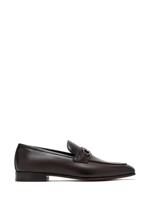 Ferragamo crocodile-effect loafers - Brown