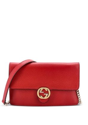 Gucci Pre-Owned Interlocking Wallet on Chain Leather crossbody bag - Red