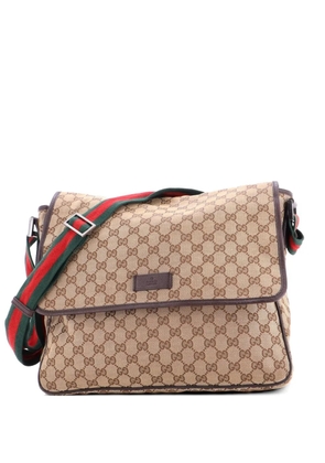 Gucci Pre-Owned Web Strap Flap Messenger GG Canvas Medium crossbody bag - Brown
