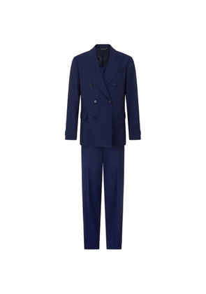 Brooks Brothers double-breasted weave virgin wool suit - Blue