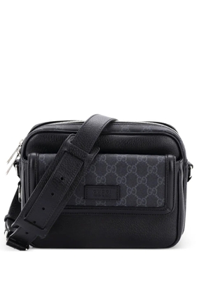 Gucci Pre-Owned Front Pocket Messenger Leather with GG Coated Canvas Small crossbody bag - Black