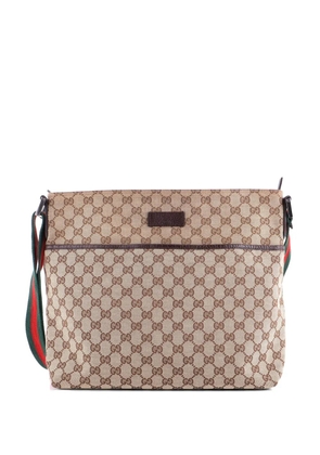 Gucci Pre-Owned Front Pocket Web Messenger GG Canvas Medium crossbody bag - Brown