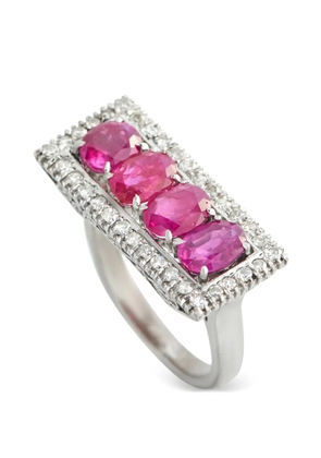 LB Exclusive diamond and ruby embellished ring - Silver