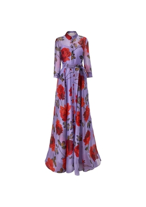 Carolina Herrera rose-print organza trench gown - Purple