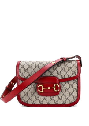 Gucci Pre-Owned Horsebit 1955 Shoulder Bag GG Coated Canvas with Leather Small crossbody bag - Brown