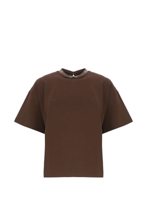 Fabiana Filippi beaded short-sleeve T-shirt - Brown