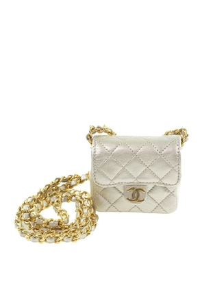CHANEL Pre-Owned 1989-1991 Micro CC Metallic Calfskin Chain Pochette crossbody bag - Silver
