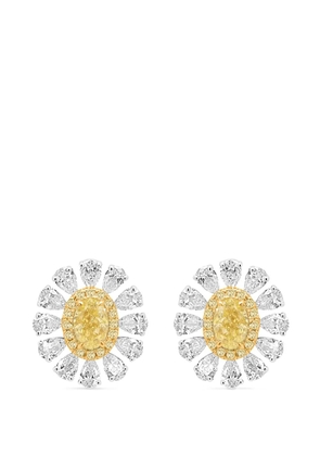 HYT Jewelry floral-motif diamond earrings - Silver