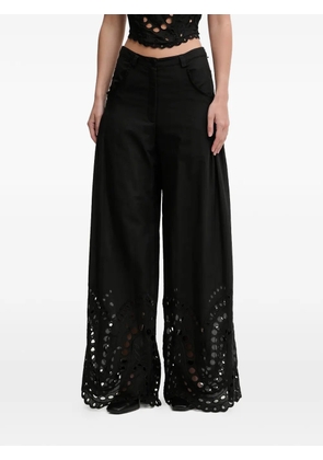 Charo Ruiz Ibiza Ray eyelet wide trousers - Black