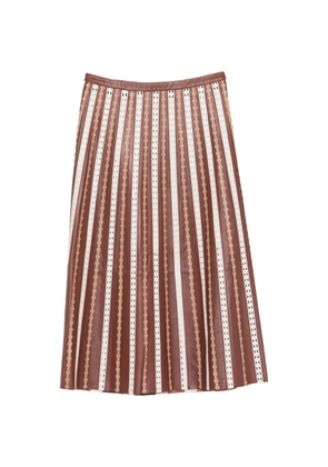 Yves Salomon striped leather midi skirt - Brown
