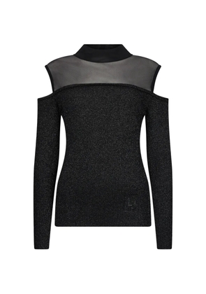 LIU JO mesh insert cold-shoulder T-shirt - Black