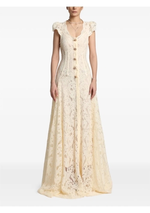 MIAU by Clara Rotescu Nymphea button-embellishment maxi dress - Neutrals