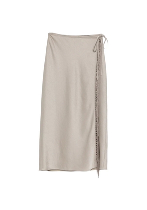 Nanushka sarong fringe-detail midi skirt - Grey
