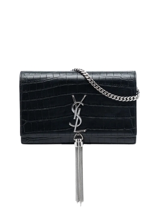 Saint Laurent Pre-Owned 2016 Medium Croc Embossed Leather Kate Tassel crossbody bag - Black