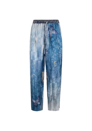 Pierre-Louis Mascia floral-print drawstring trousers - Blue