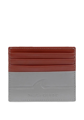 Paul & Shark fin-embossed leather card holder - Brown