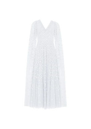 Needle & Thread Clover cape-sleeve gown maxi dress - Blue