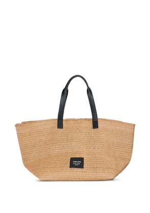 Osklen leather raffia tote bag - Neutrals