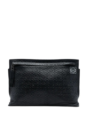 Loewe Pre-Owned 2010 Embossed Anagram Leather Repeat T clutch bag - Black