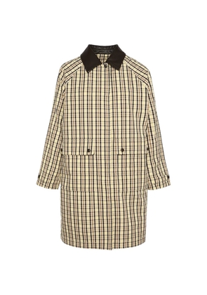 Yves Salomon check-pattern leather collar coat - Yellow