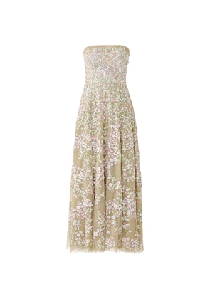 Needle & Thread Dream Garland strapless floral-print maxi dress - Green