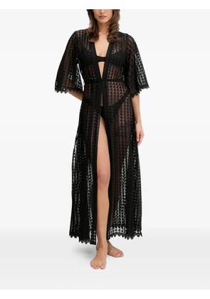 Melissa Odabash Tali laced belted kaftan - Black