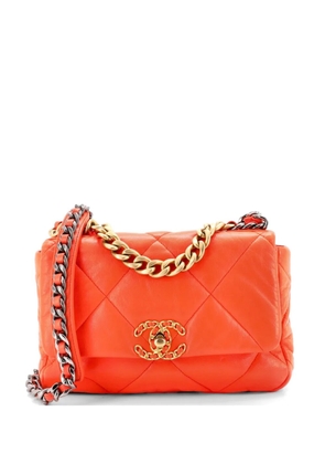 CHANEL Pre-Owned 19 Flap Bag Quilted Leather Medium crossbody bag - Orange