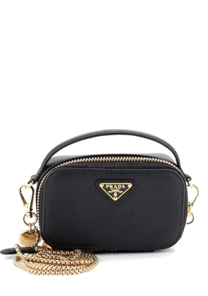Prada Pre-Owned Triangle Logo Top Handle Pouch Saffiano Leather Mini crossbody bag - Black