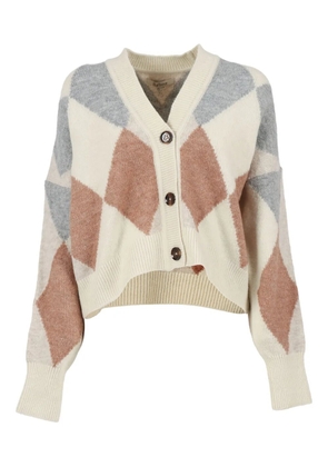 Barbour diamond-pattern wool-blend cardigan - Neutrals