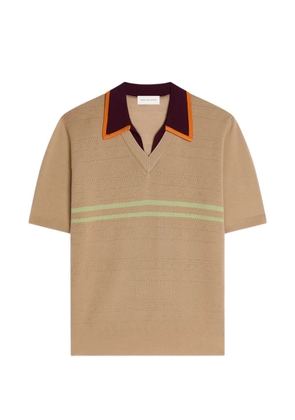 DRIES VAN NOTEN striped merino wool polo shirt - Neutrals