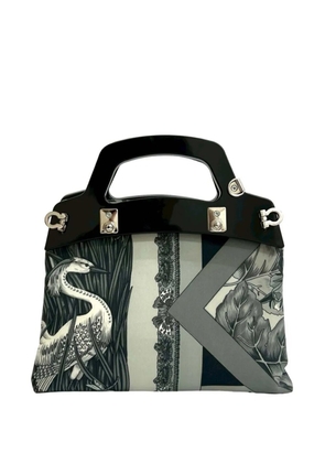 Ferragamo Pre-Owned 2010-2026 Printed Canvas Acrylic Top Handle Bag satchel - Black