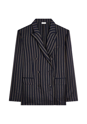 DRIES VAN NOTEN striped double-breasted blazer - Blue