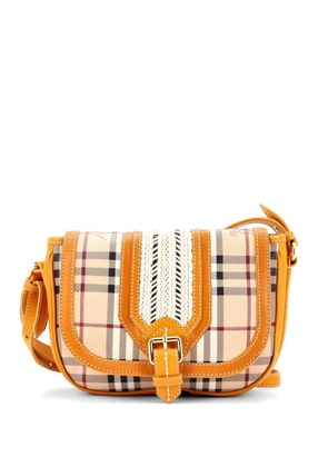 Burberry Pre-Owned Buckle Flap Messenger Bag Haymarket Coated Canvas with Braided Leather Small crossbody bag - Brown