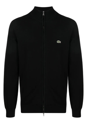 Lacoste logo-patch zip-up cardigan - Black