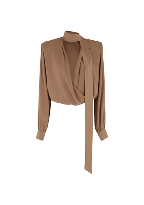 Federica Tosi neck-tie wrap blouse - Brown