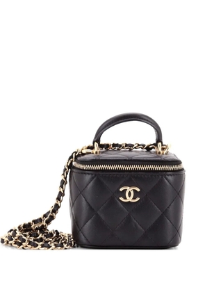 CHANEL Pre-Owned Classic Top Handle Vanity Case with Chain Quilted Lambskin Mini crossbody bag - Black