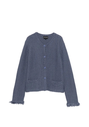 Emporio Armani pockets fringed cardigan - Blue