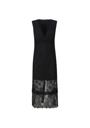 PINKO V-neck lace midi dress - Black