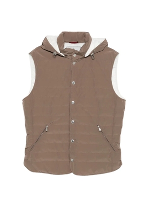 Brunello Cucinelli hooded quilted gilet - Brown