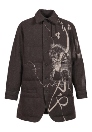 Yohji Yamamoto graphic-print padded coat - Black