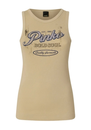 PINKO print ribbed top - Neutrals