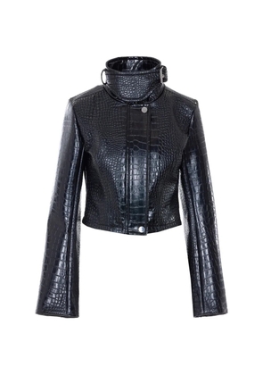 Sportmax alligator-print cropped jacket - Black