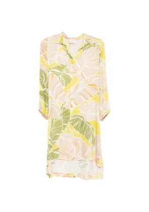 DEHA V-neck leaf-print dress - Yellow