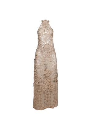 Andrea Almeida crochet halter dress - Neutrals