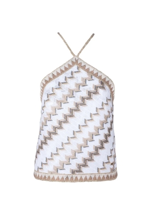 PHO FIRENZE geometric-print halterneck top - White