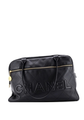 CHANEL Pre-Owned Logo Bowler Bag Stitched Calfskin Maxi handbag - Black